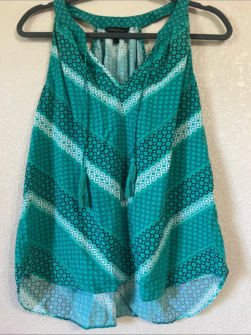 Banana Republic Teal Geometric Print Sleeveless Camisole